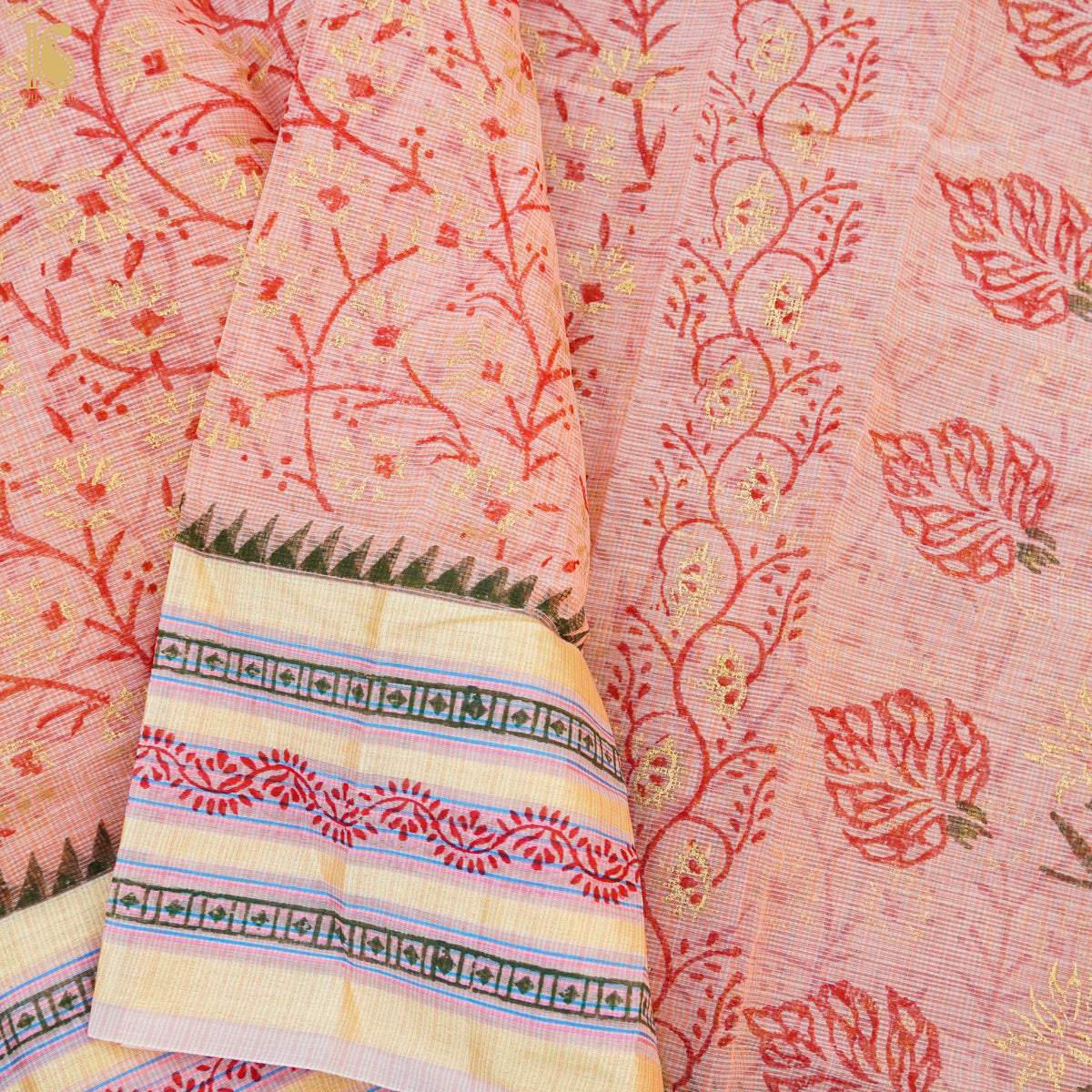 Rose Pink Handloom Kota Cotton Print Saree - Khinkhwab