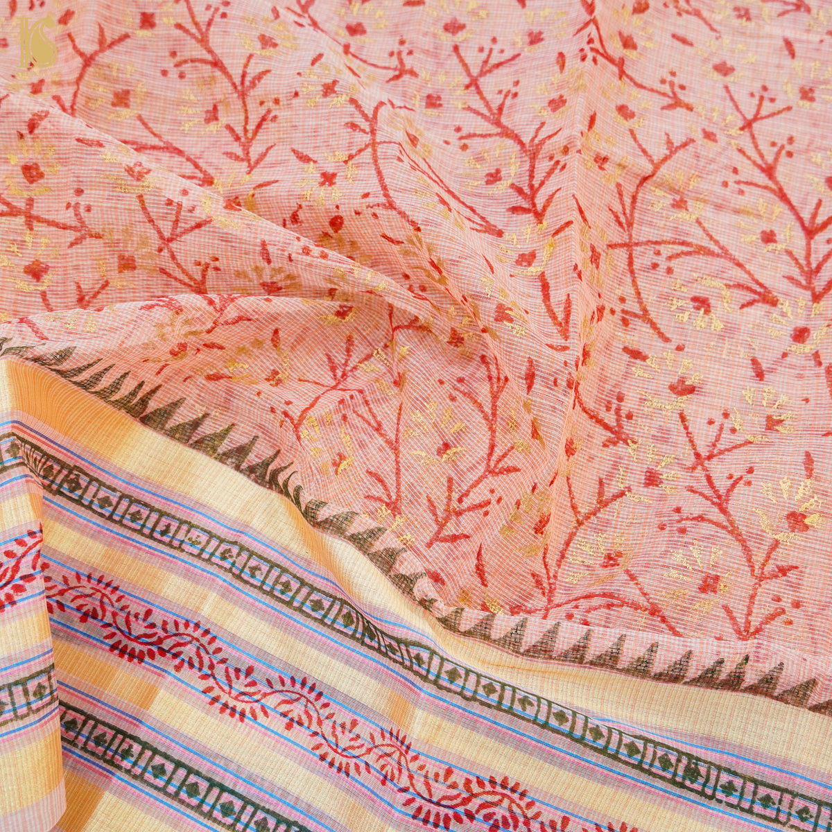 Rose Pink Handloom Kota Cotton Print Saree - Khinkhwab