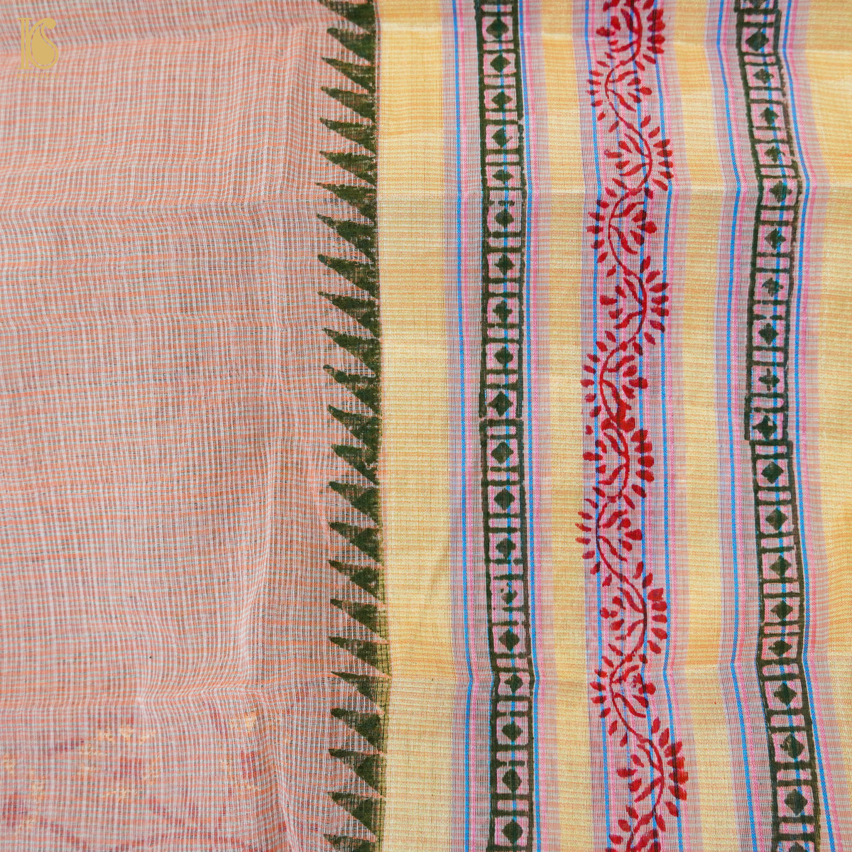 Rose Pink Handloom Kota Cotton Print Saree - Khinkhwab