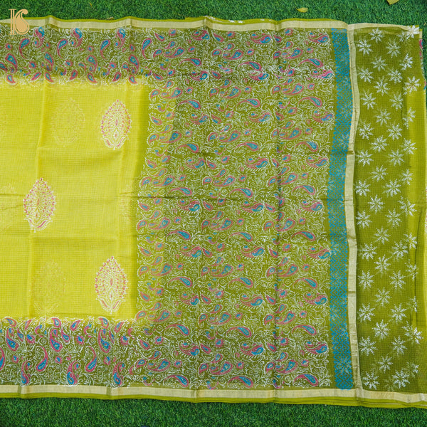 Wattle Yellow Handloom Kota Cotton Print Saree - Khinkhwab
