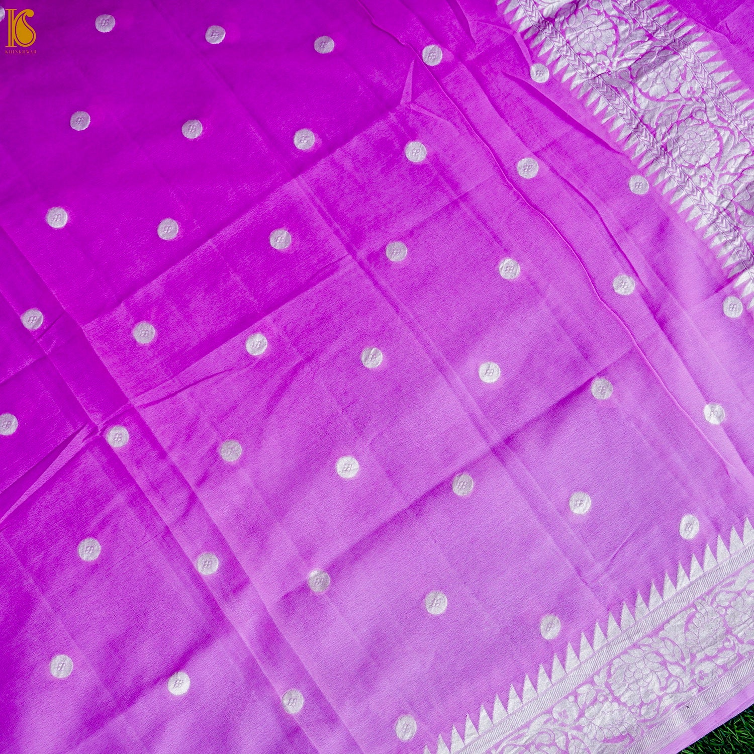 Pure Georgette Handloom Banarasi Ashrafi Boota Saree - Colors - Khinkhwab