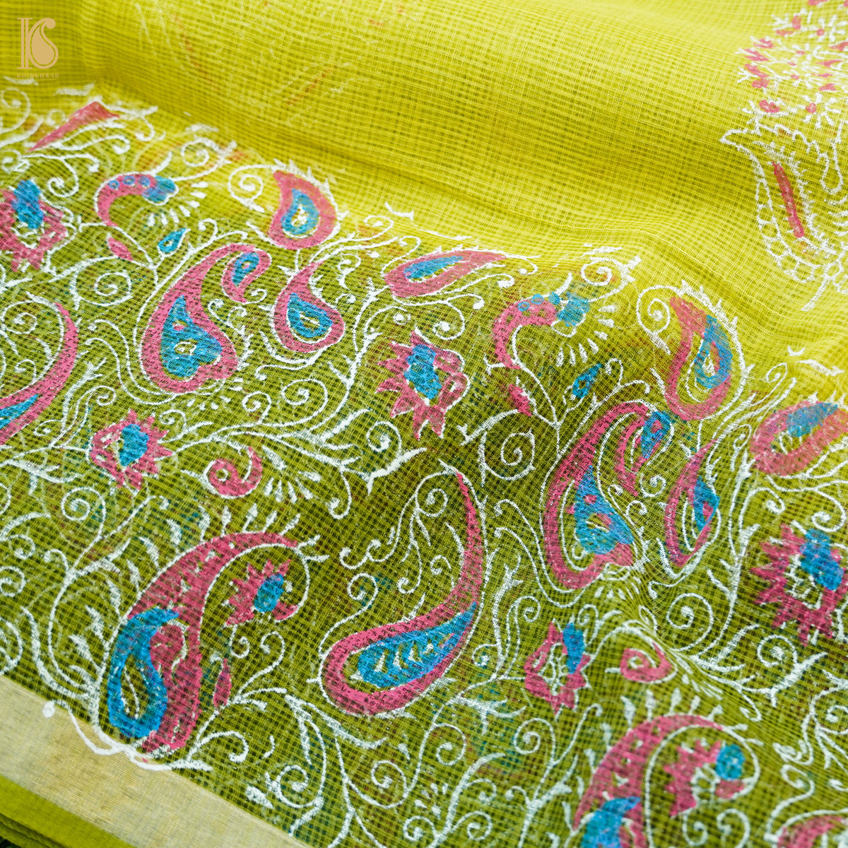 Wattle Yellow Handloom Kota Cotton Print Saree - Khinkhwab