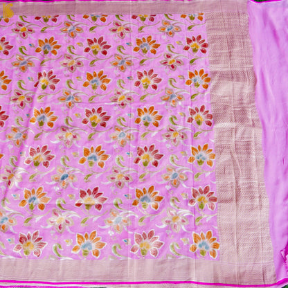 Mauve Pure Georgette Handloom Banarasi Lily Dupatta - Khinkhwab