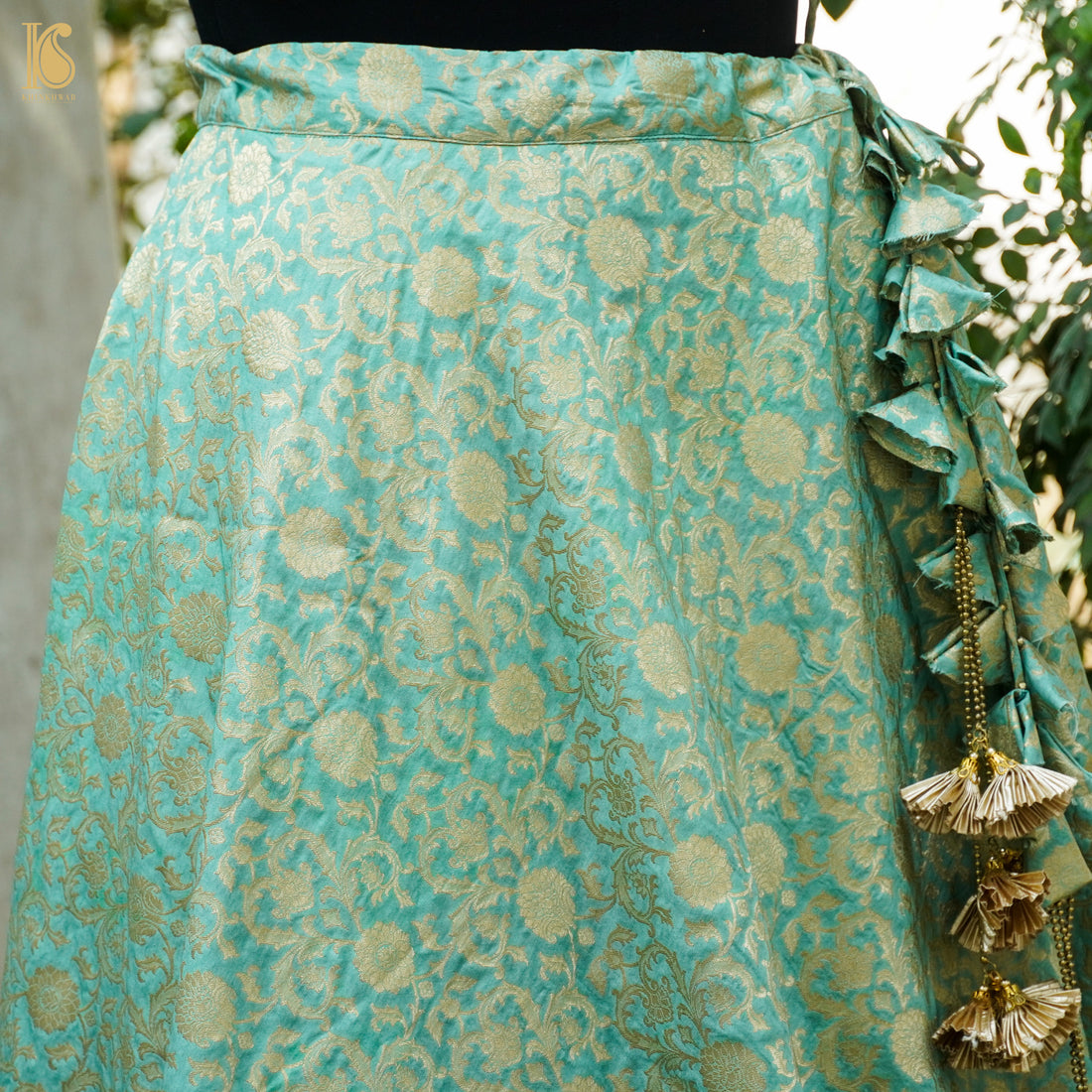 Bermuda Green Soft Silk Banarasi Stitched Lehenga - Khinkhwab