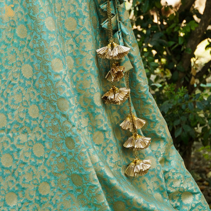 Bermuda Green Soft Silk Banarasi Stitched Lehenga - Khinkhwab