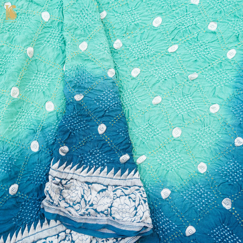 Downy Green Georgette  Banarasi Bandhani Ashrafi Boota Dupatta - Khinkhwab