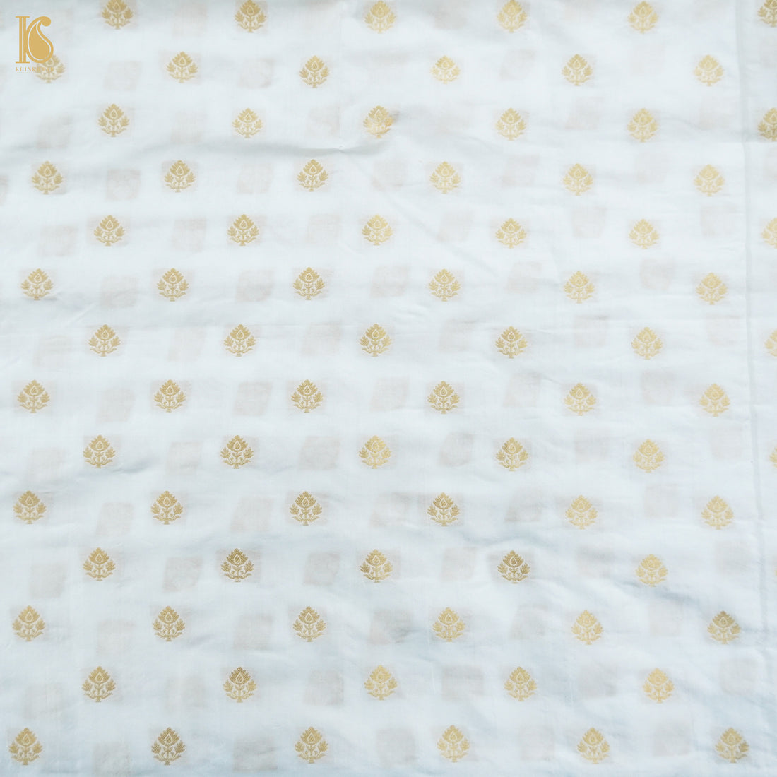 Beige & Gold Pure Chiniya Silk Banarasi Dyeable Fabric - Khinkhwab