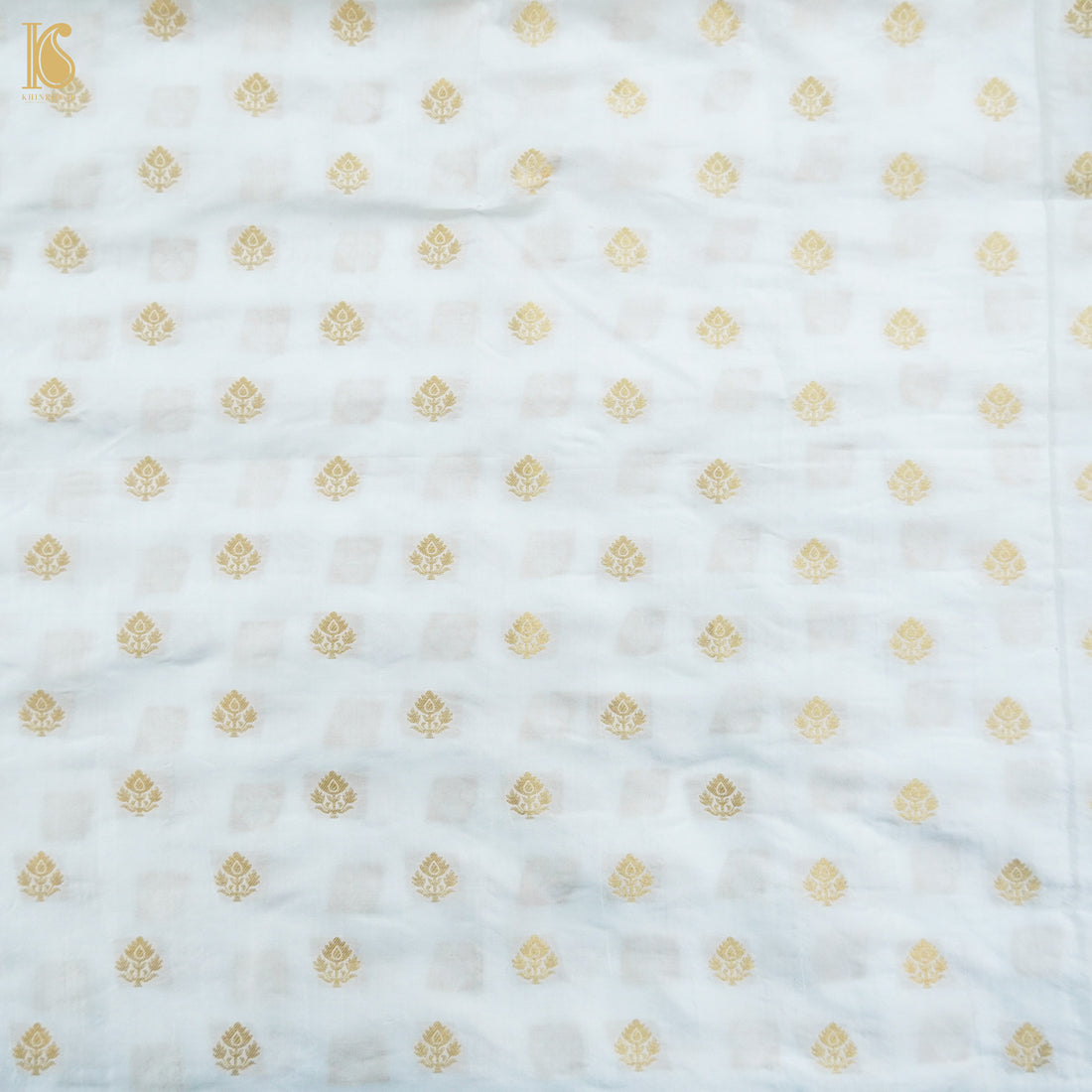 Beige &amp; Gold Pure Chiniya Silk Banarasi Dyeable Fabric - Khinkhwab