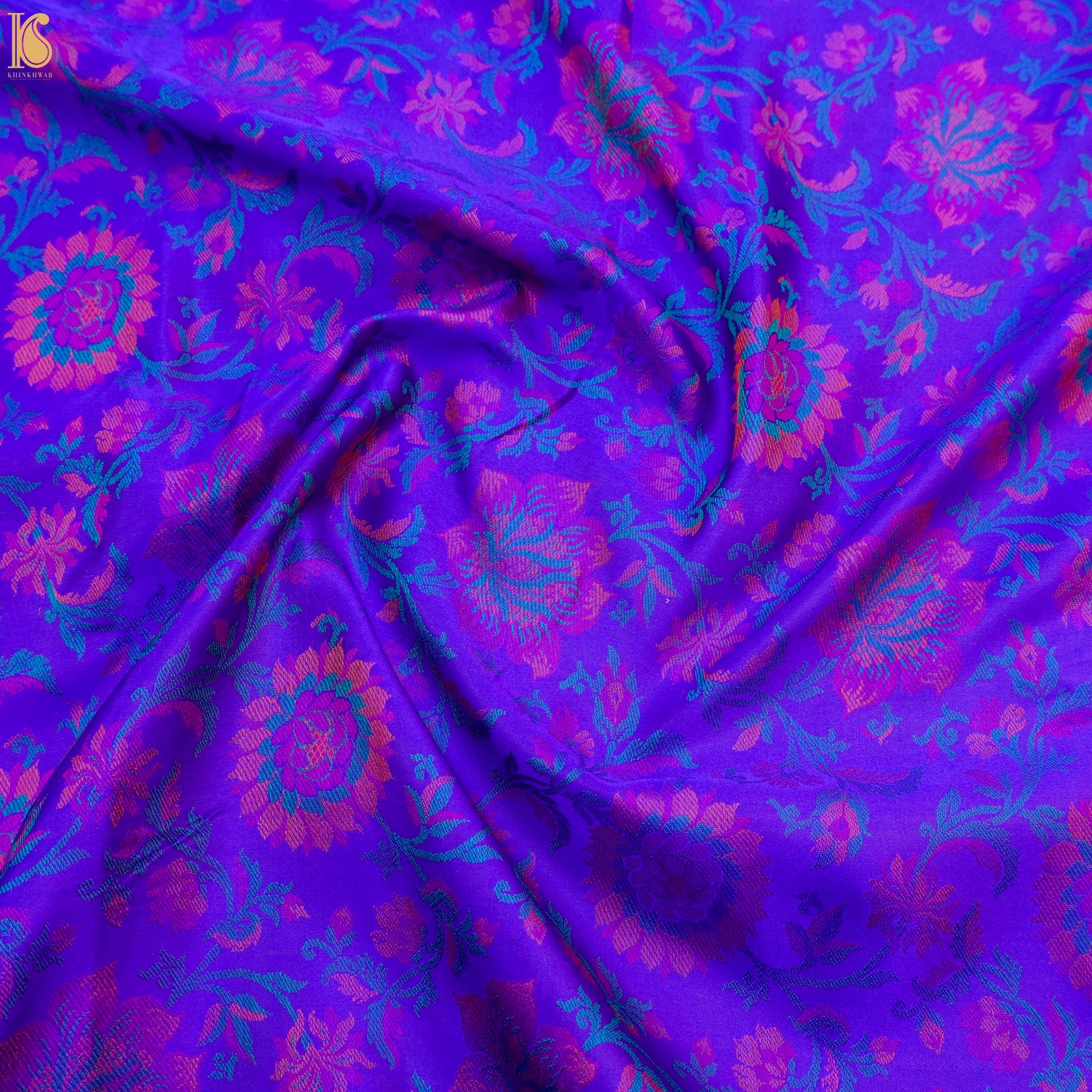 Blue Pure Banarasi Silk Handwoven Tanchui Kurta Fabric - Khinkhwab