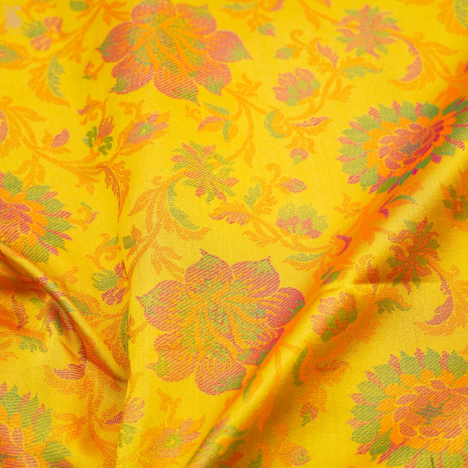 Turbo Yellow Pure Banarasi Silk Handwoven Tanchui Kurta Fabric - Khinkhwab
