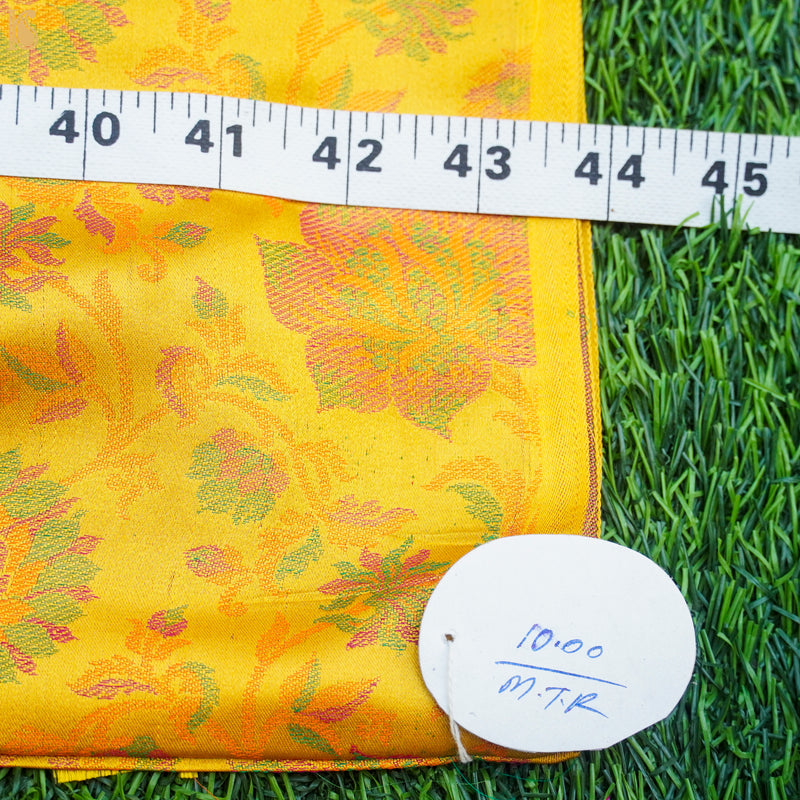Turbo Yellow Pure Banarasi Silk Handwoven Tanchui Kurta Fabric - Khinkhwab