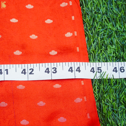 Orange Red Pure Banarasi Silk Handwoven Tanchui Kurta Fabric - Khinkhwab