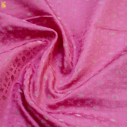 Pale Pink Pure Banarasi Silk Handwoven Tanchui Kurta Fabric - Khinkhwab