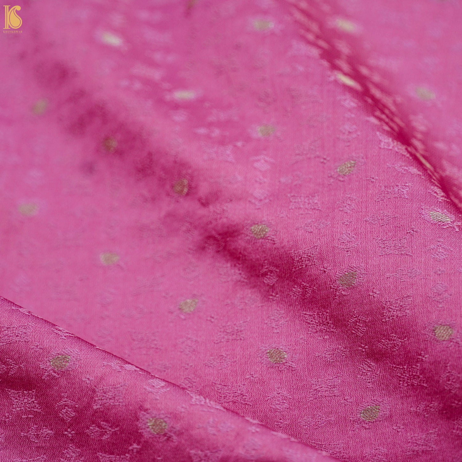 Pale Pink Pure Banarasi Silk Handwoven Tanchui Kurta Fabric - Khinkhwab