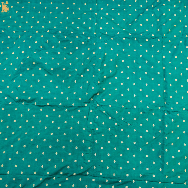 Cyan Green Pure Katan Silk Banarasi Fabric - Khinkhwab