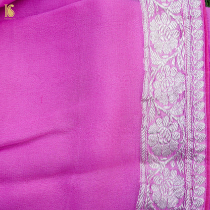 Pale Magenta Pure Georgette Handloom Banarasi Saree - Khinkhwab