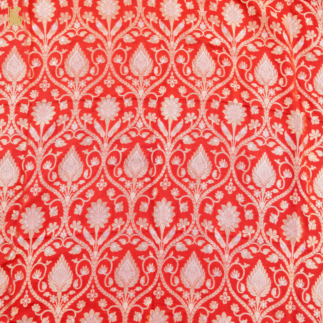 Red Pure Georgette Handloom Banarasi Fabric - Khinkhwab