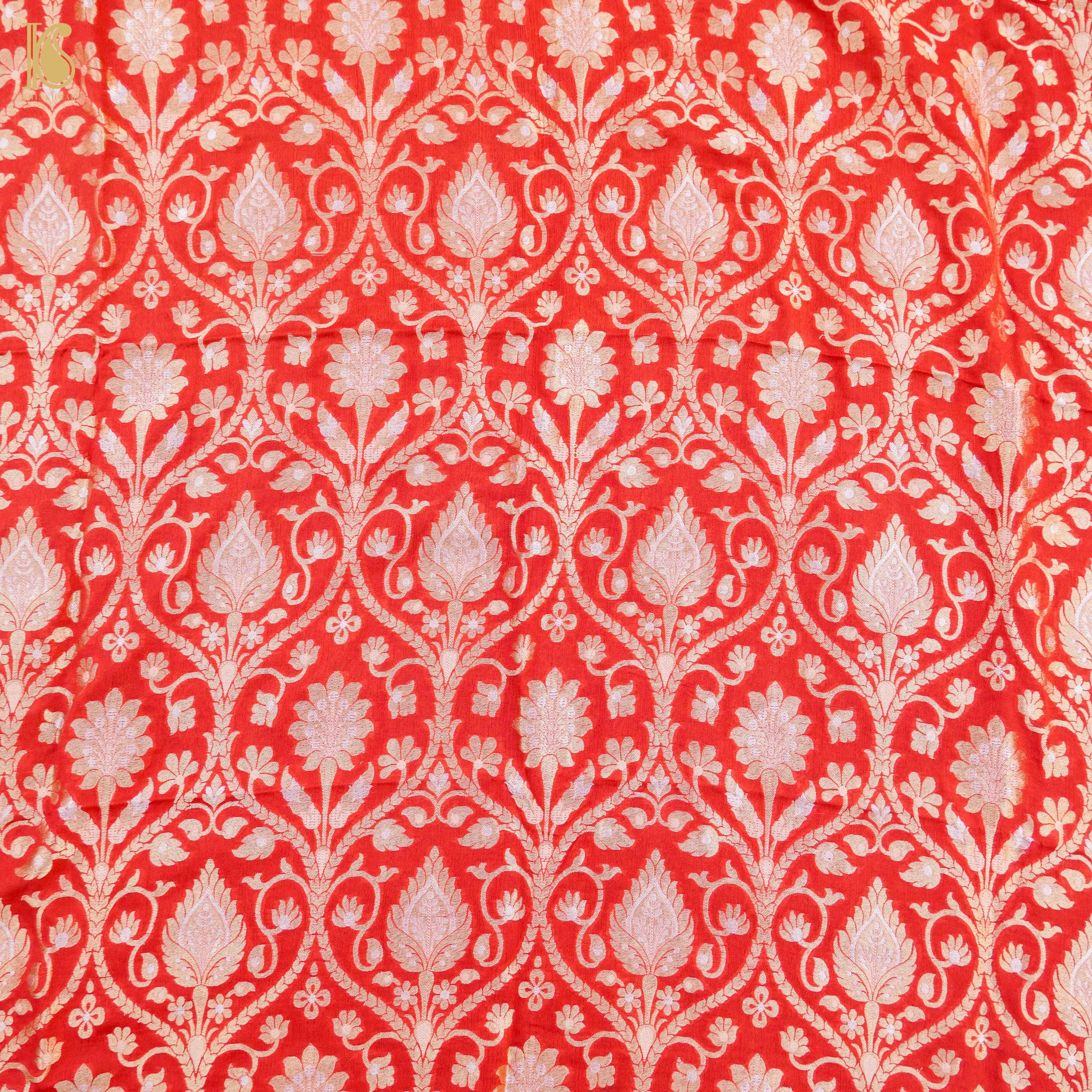 Red Pure Georgette Handloom Banarasi Fabric - Khinkhwab
