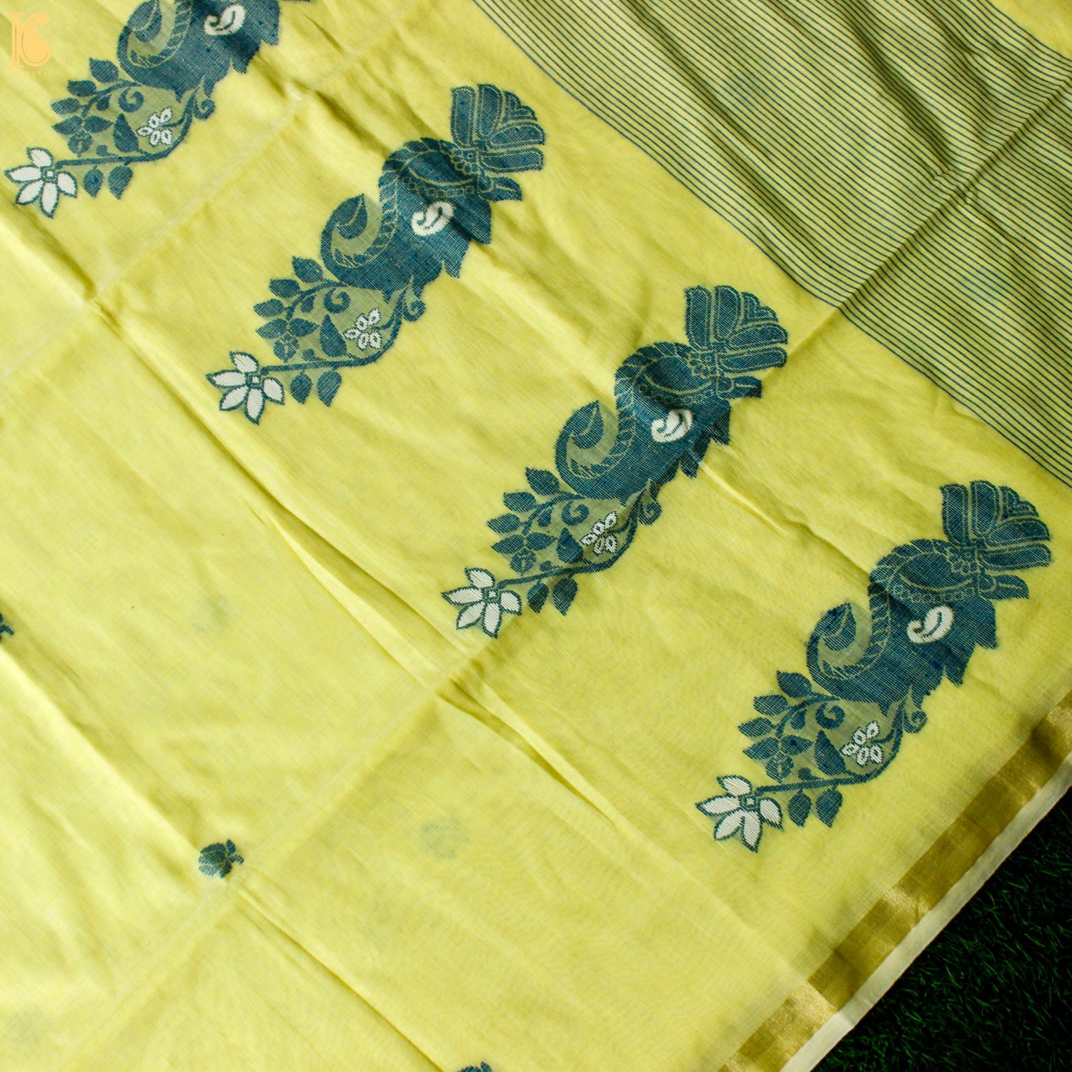 Portafino Yellow Handwoven Pure Cotton Saree - Khinkhwab
