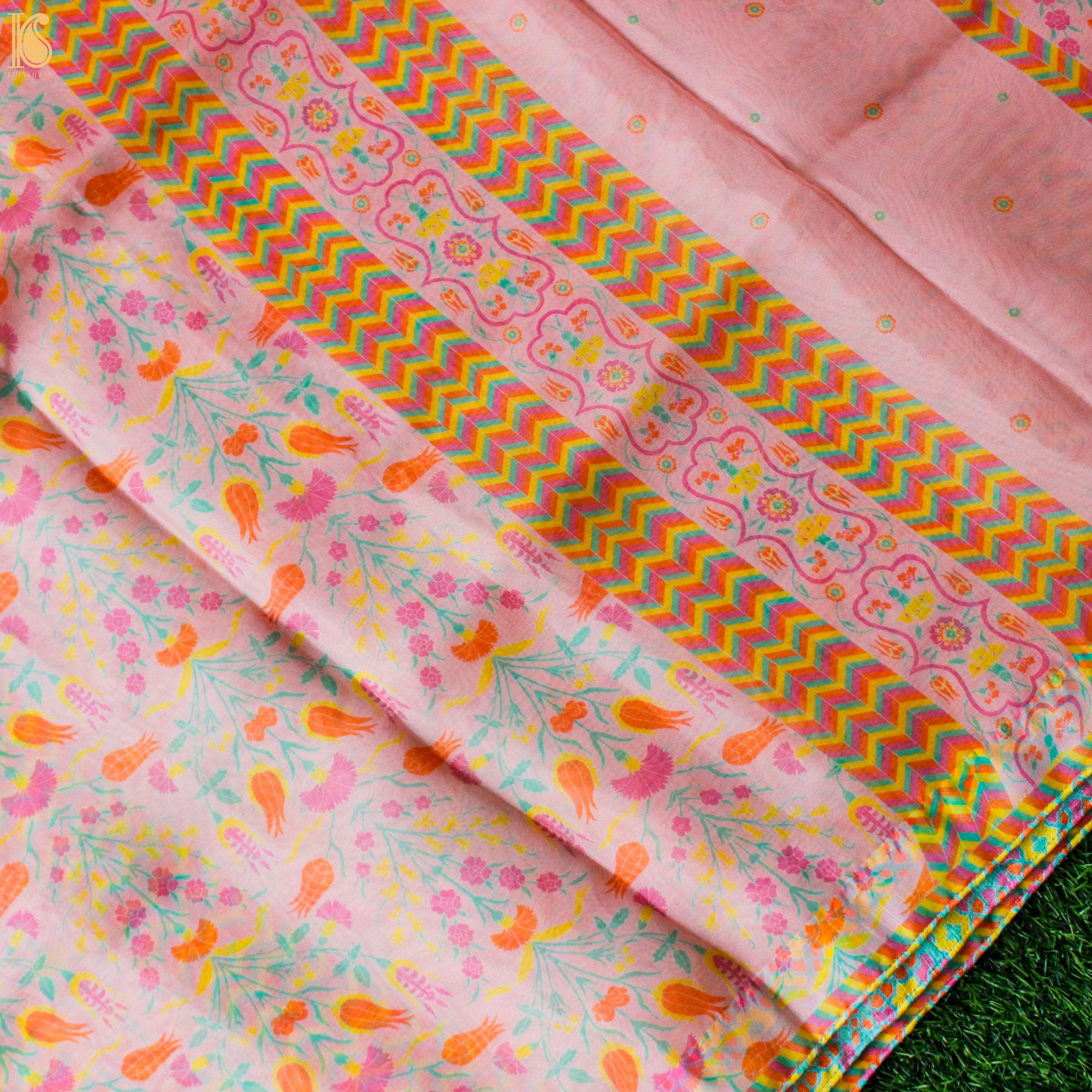 Lale - Beauty Bush Pink Pure Organza Print Saree - Khinkhwab