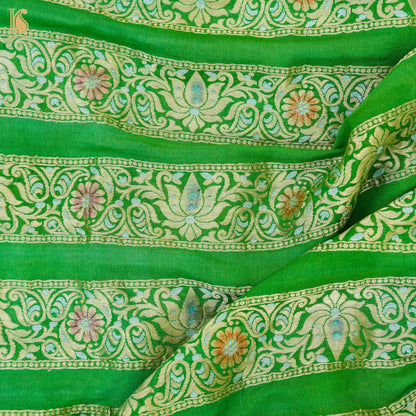 Handloom Pure Georgette Yellow &amp; Red Banarasi Kalidar Stitched Rangkat Lehenga - Khinkhwab