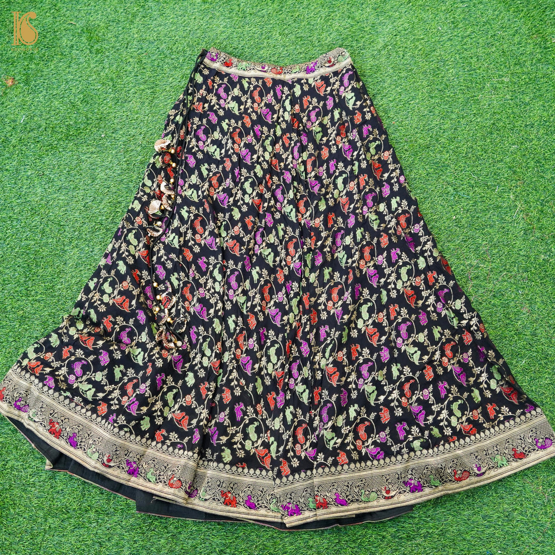 Black Georgette Shikargah Banarasi Shikargah Stitched Lehenga Set - Khinkhwab