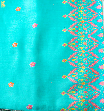 NERGİS - Blue Pure Georgette Silk Print Saree - Khinkhwab