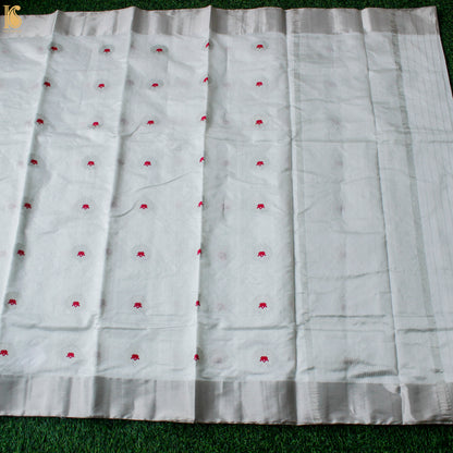 Off White Pure Handwoven Chanderi Eknaliya Meena Saree - Khinkhwab