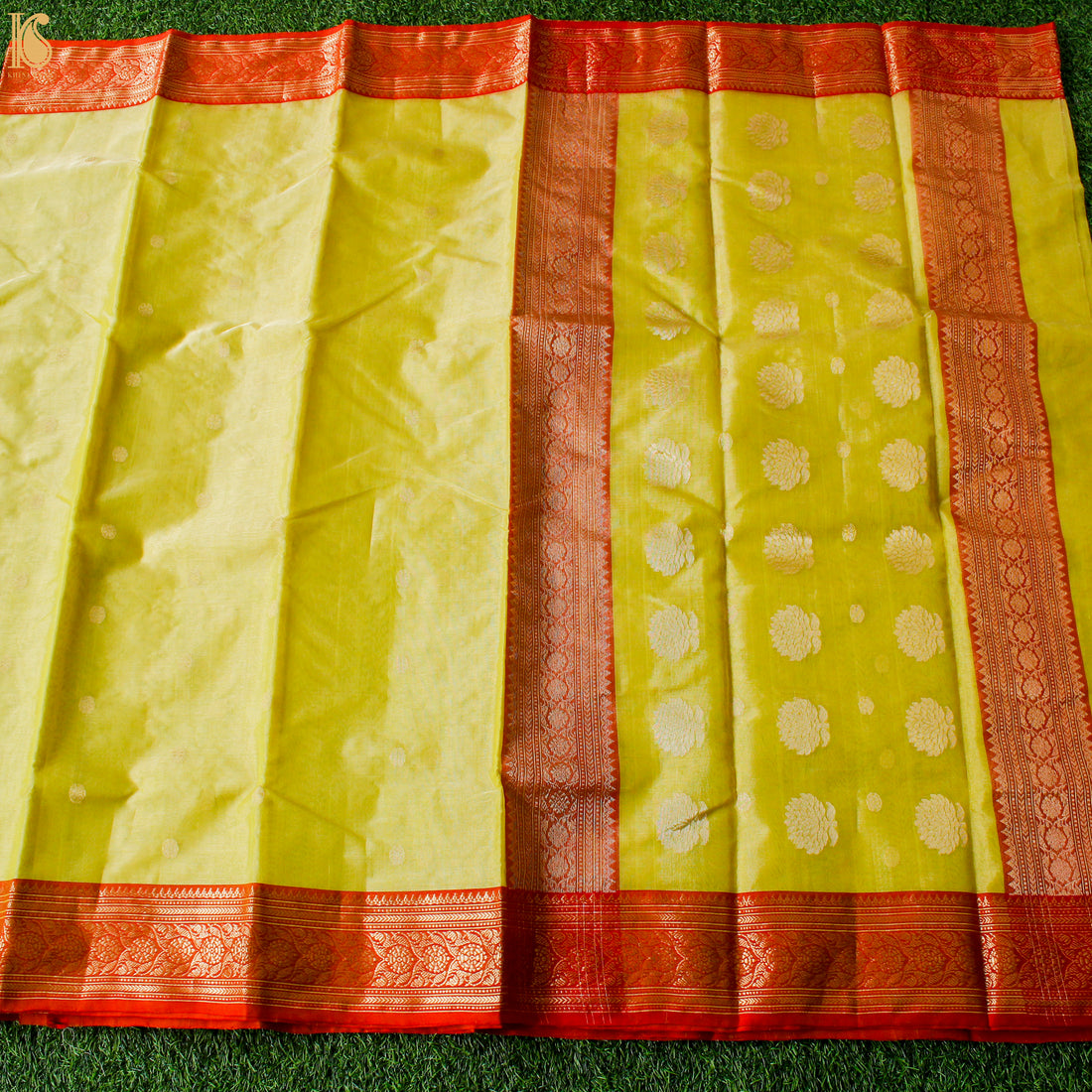 Wild Rice Yellow Pure Tissue Silk Handwoven Chanderi Saree - Khinkhwab