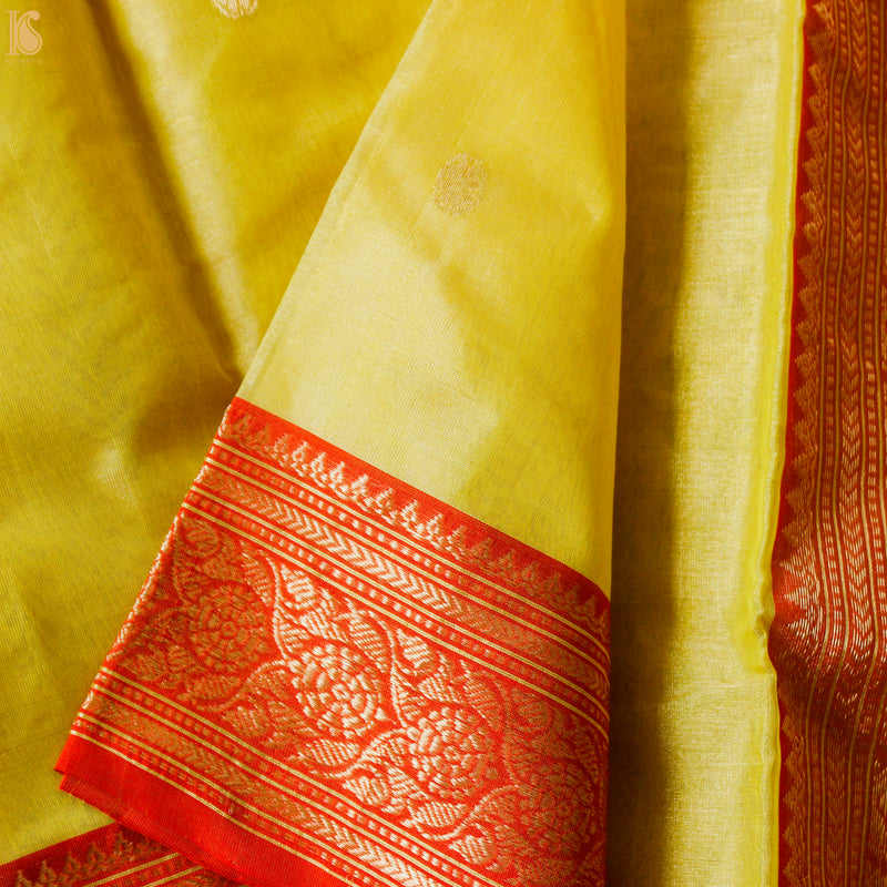 Wild Rice Yellow Pure Tissue Silk Handwoven Chanderi Saree - Khinkhwab