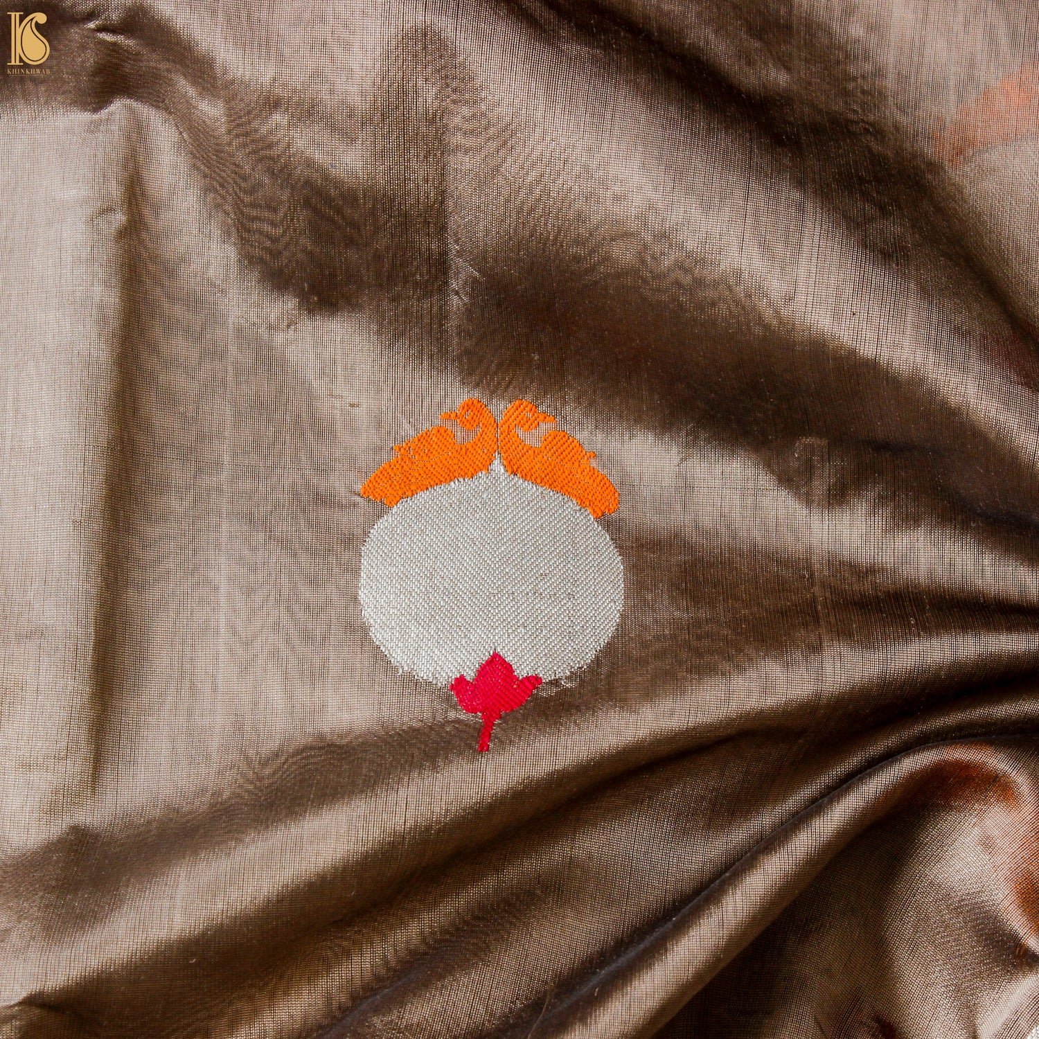 Wafer Brown Pure Silk Handwoven Chanderi Eknaliya Meena Saree - Khinkhwab