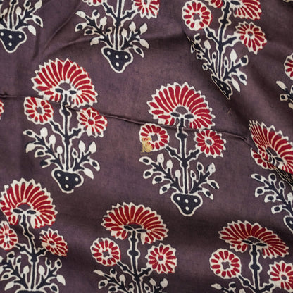 Finn Brown Hand Block Ajrakh Modal Silk Fabric - Khinkhwab