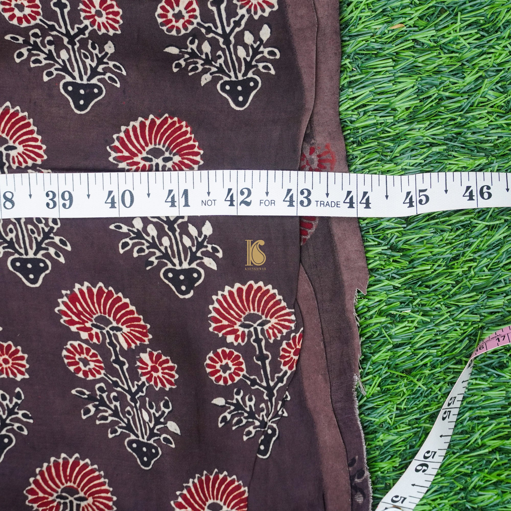Finn Brown Hand Block Ajrakh Modal Silk Fabric - Khinkhwab