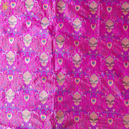 Violet Pure Katan Silk Banarasi Meenakari Fabric - Khinkhwab