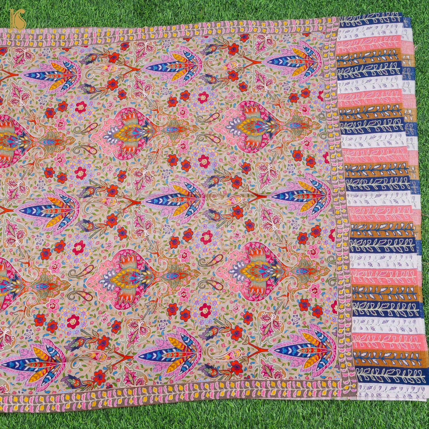 Handwoven Kalamkari Sozni Weave Kashmiri Stole - Khinkhwab