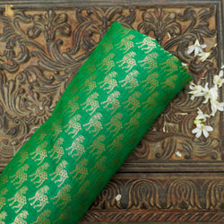 Jade Green Banarasi Semi Silk Fabric - Khinkhwab