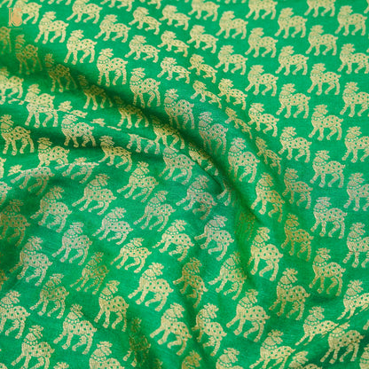 Jade Green Banarasi Semi Silk Fabric - Khinkhwab