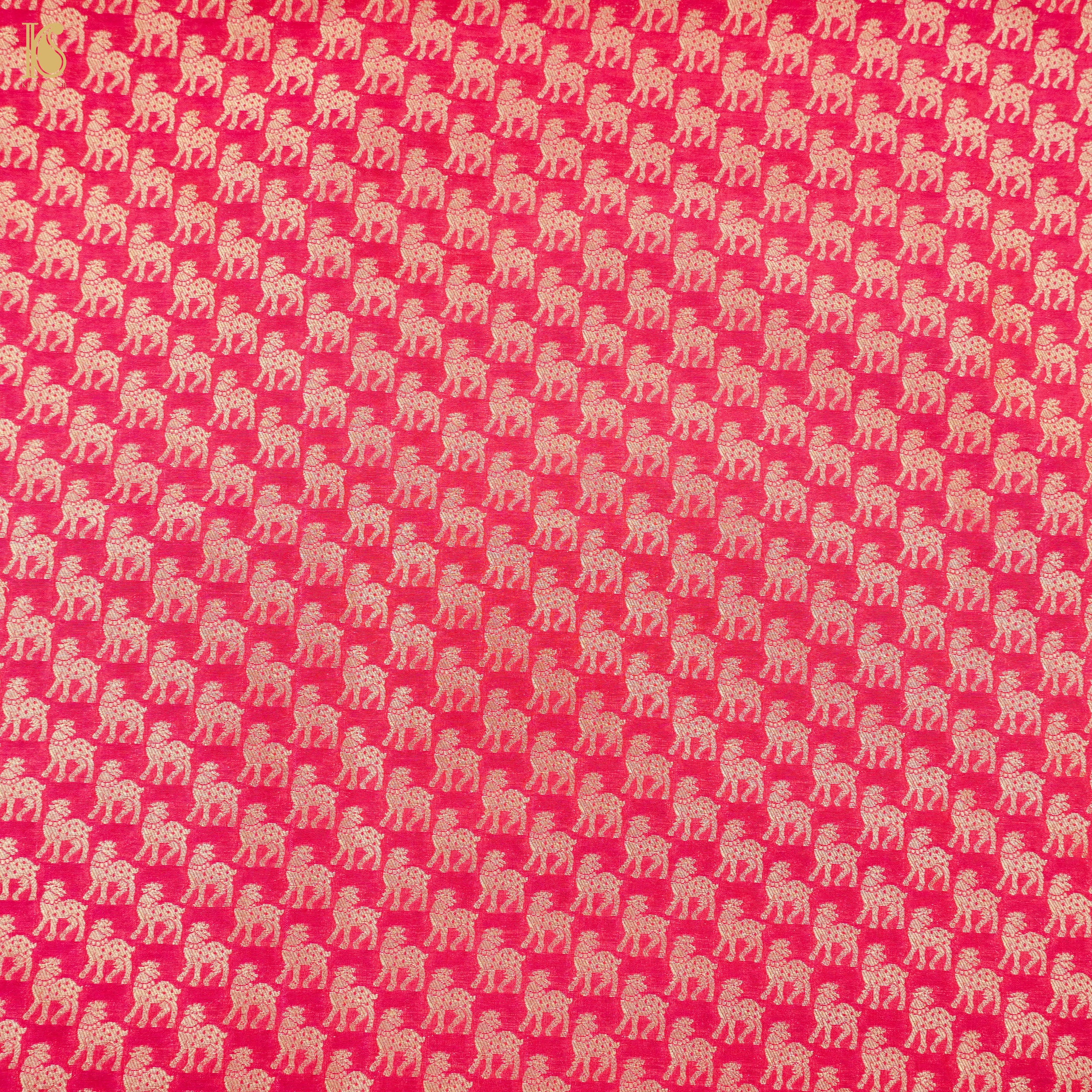 Radical Red Banarasi Semi Silk Fabric - Khinkhwab