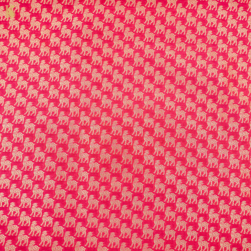 Radical Red Banarasi Semi Silk Fabric - Khinkhwab