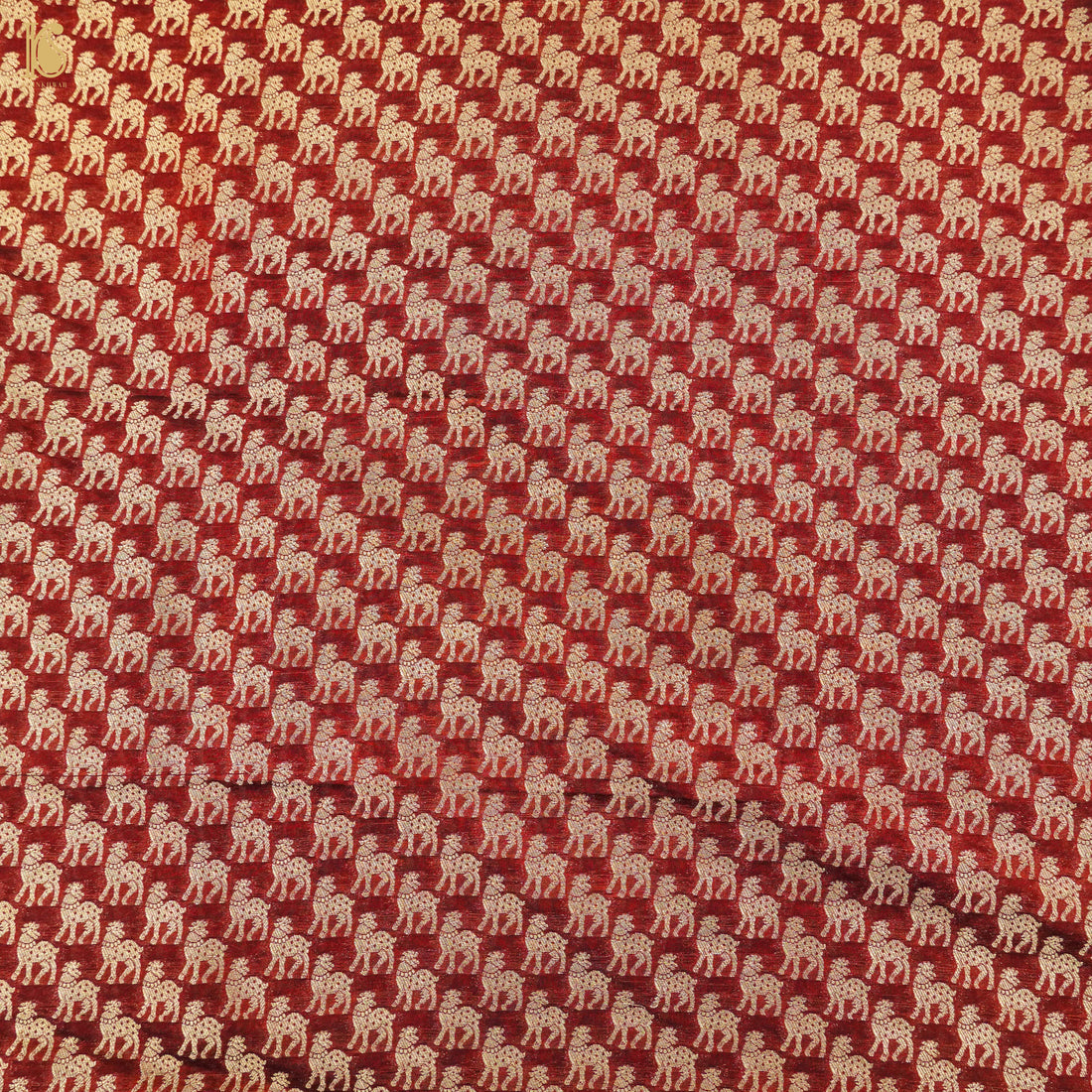 Red Oxide Banarasi Semi Silk Fabric - Khinkhwab