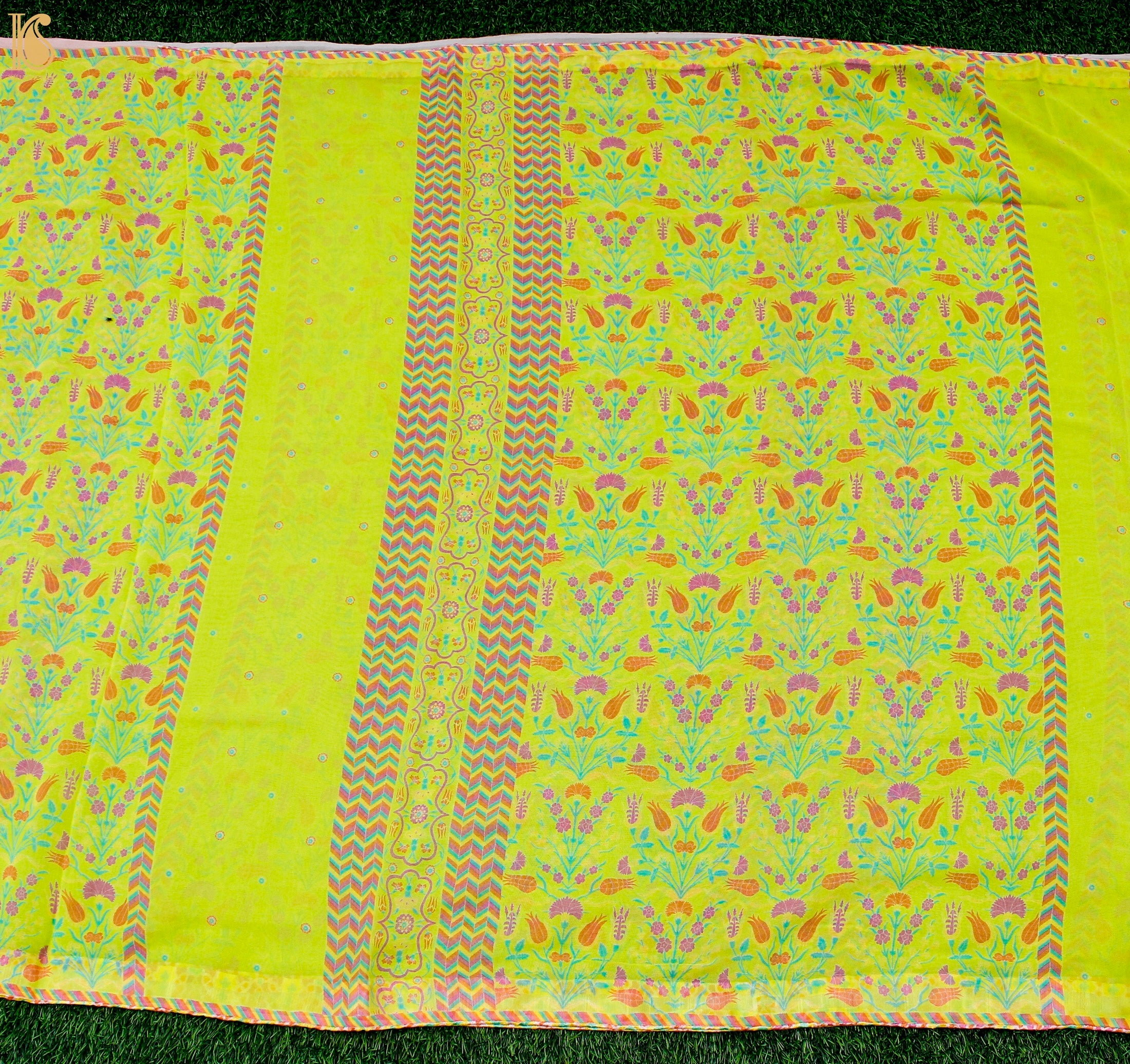 Lale - Rio Grande Green Pure Georgette Silk Print Saree - Khinkhwab