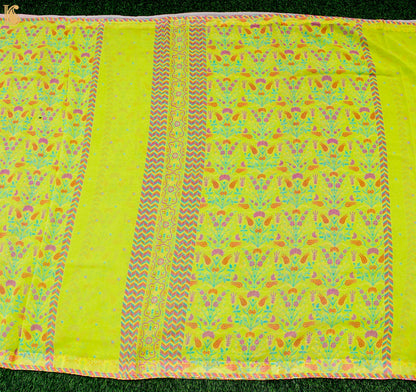 Lale - Rio Grande Green Pure Georgette Silk Print Saree - Khinkhwab