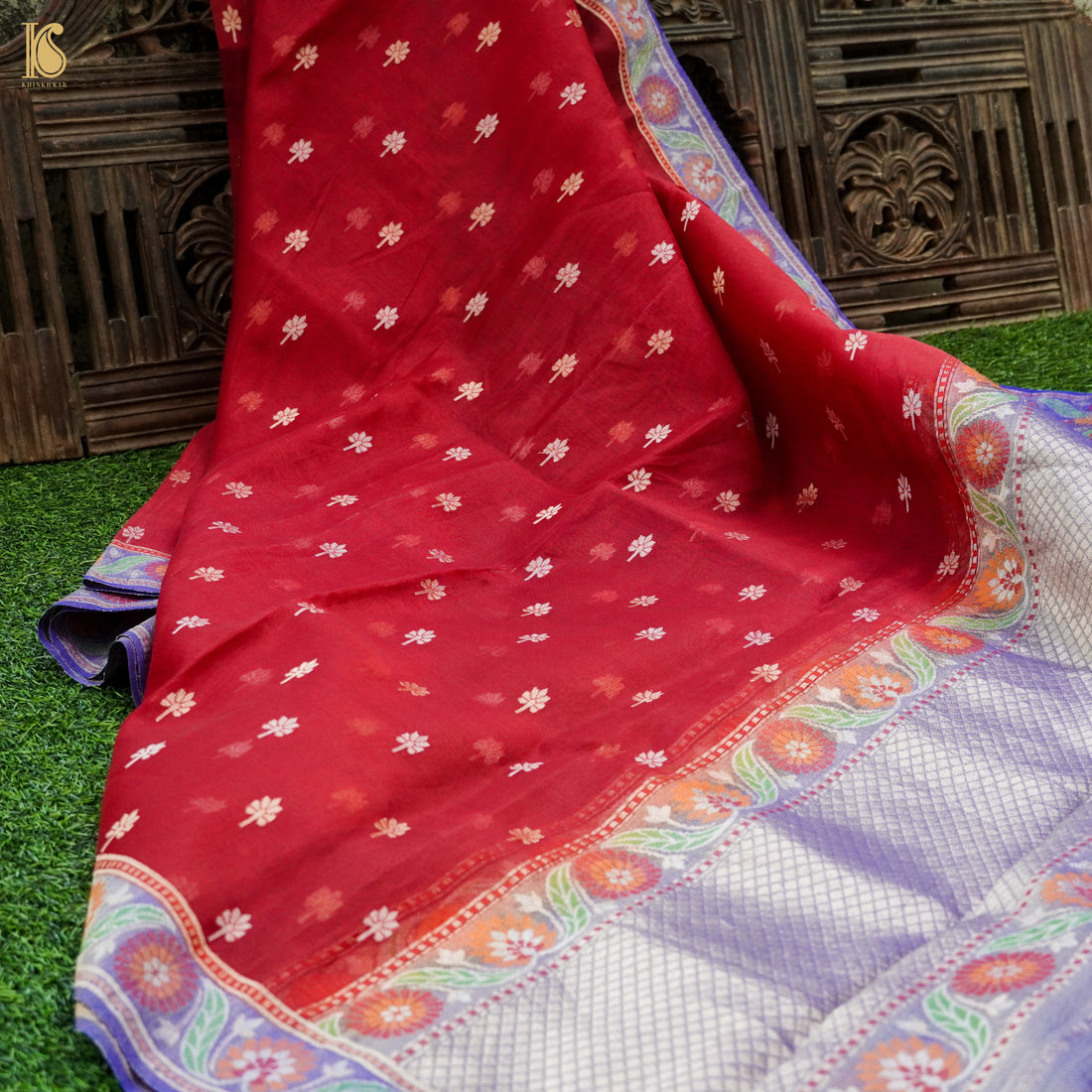 Venetian Red Handloom Pure Kora Silk Banarasi Kadwa Dupatta - Khinkhwab