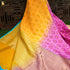 Pink & Yellow Pure Georgette Banarasi Honeycomb Saree - Khinkhwab