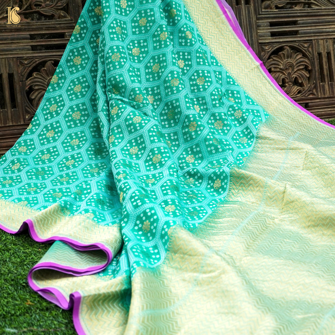 Electric Blue Pure Georgette Banarasi Honeycomb Saree - Khinkhwab