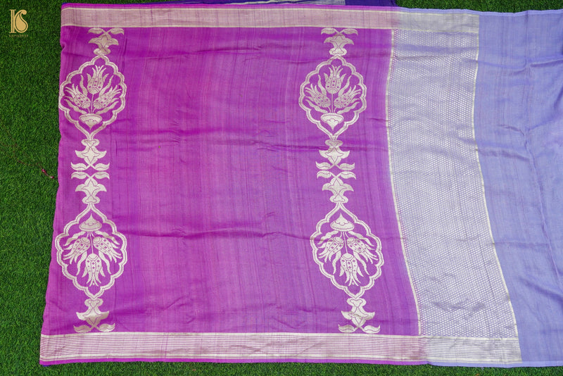Pure Tussar Georgette Handloom Banarasi Turkish Saree - Khinkhwab
