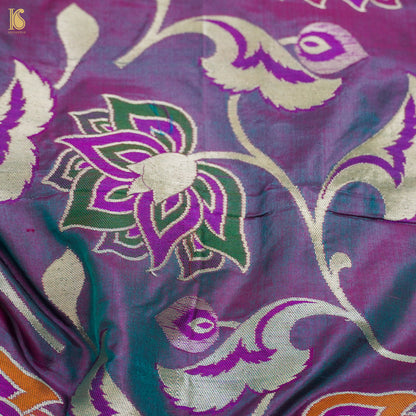 Affair Purple Pure Katan Silk Banarasi Meenakari Handloom Fabric - Khinkhwab