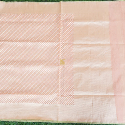 Handloom Pure Cotton Peach Banarasi Saree - Khinkhwab