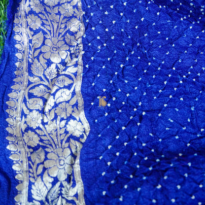 Egyptian Blue Tussar Silk Banarasi Bandhani Saree - Khinkhwab