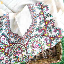 Handloom Pure Tussar Silk Hand Painted Madhubani Banarasi Blouse Piece - Khinkhwab